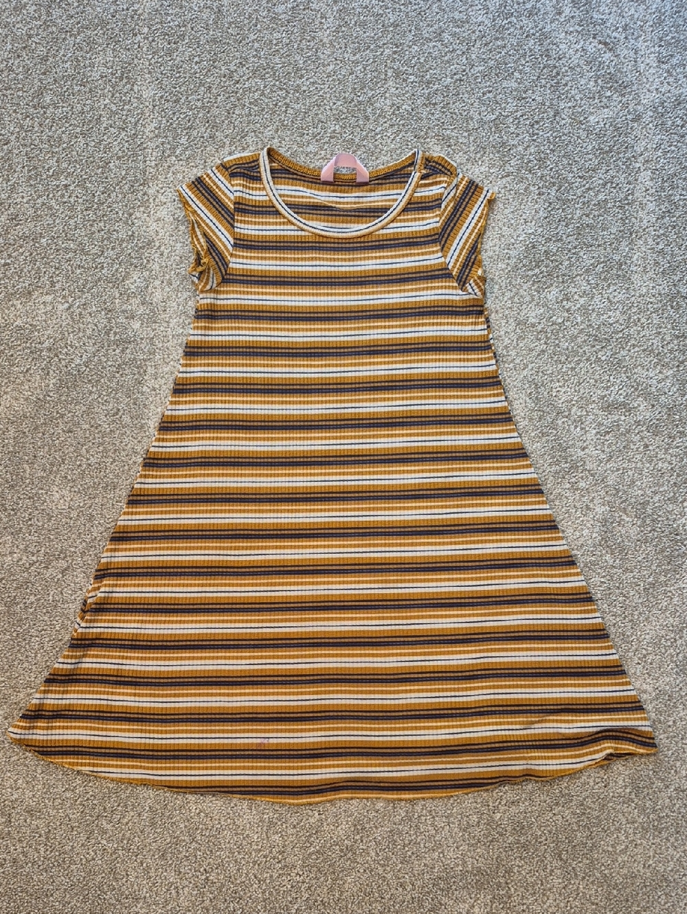 Retro Striped Yellow & Brown Shirt Dress